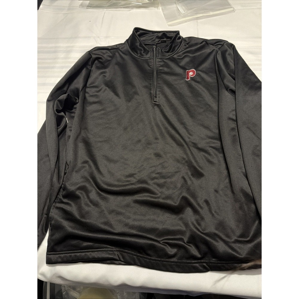 Dunbrooke Mens Philadelphia Phillies Quarter Zip Pullover Black 2XL MLB Fan Gear